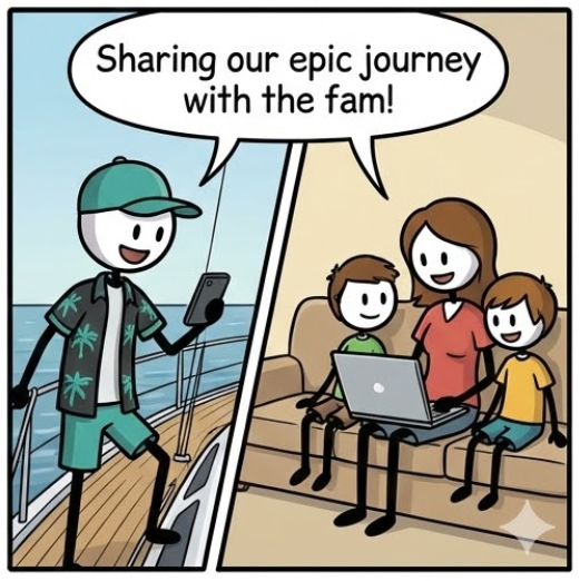 Family watching voyage from home